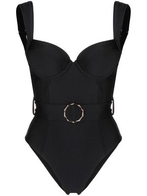 Noire Swimwear belted bustier-style swimsuit - Black