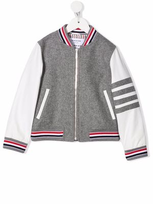 Thom Browne Kids stripe-print bomber jacket - Grey