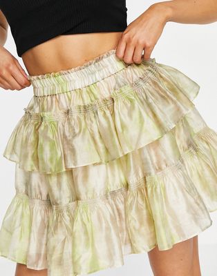 Allsaints x ASOS Exclusive Astra skirt in lime - part of a set-Green