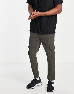 Brave Soul velcro hem cargo pants in khaki-Green