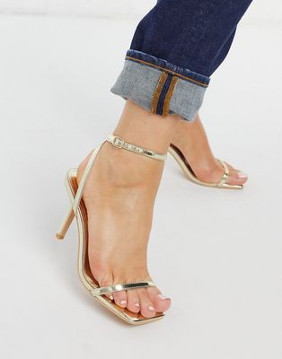 Glamorous barely there heeled sandals in gold