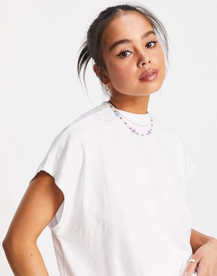 Noisy May high neck t-shirt in white