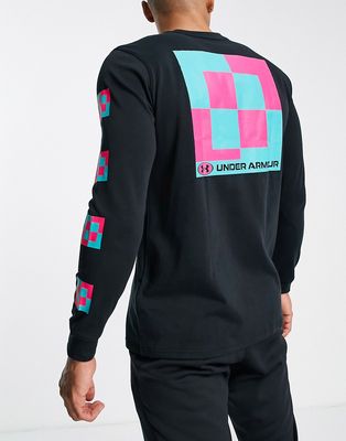 Under Armour pixel logo long sleeve t-shirt in black