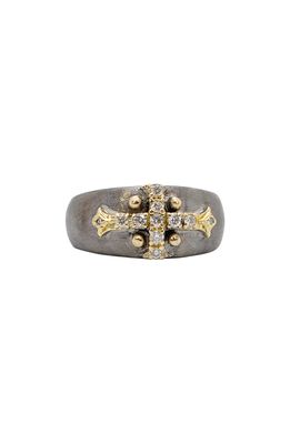 Armenta Old World Diamond Cross Ring in Silver
