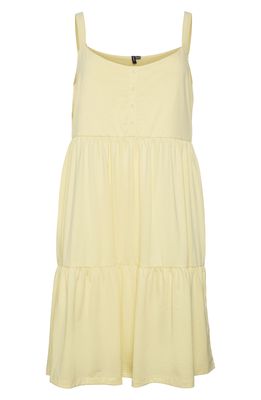 VERO MODA CURVE Astrid Tiered Cotton Blend Dress in Lemon Meringue