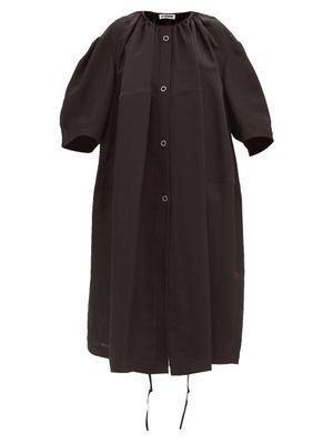 Jil Sander - Gathered-neck Cropped-sleeve Coat - Womens - Black