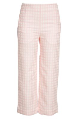 Lisa Marie Fernandez Plaid Straight Leg Cover-Up Pants in Vintage Pink Check Boucle
