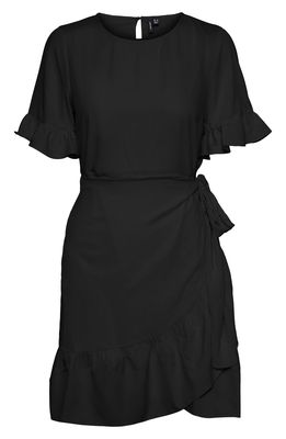 VERO MODA CURVE Henna Ruffle Recycled Polyester Dress in Black