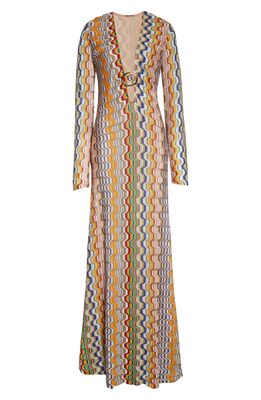 ALEXIS Vibe Plunge Neck Long Sleeve Dress in Chromatic