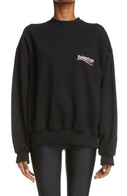 Balenciaga Campaign Embroidered Cotton Sweatshirt in Black/White W