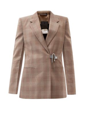 Givenchy - Padlock Prince Of Wales-check Wool-blend Blazer - Womens - Brown