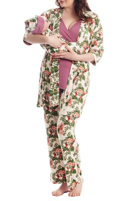 Everly Grey Analise During & After 5-Piece Maternity/Nursing Sleep Set in Beige Floral