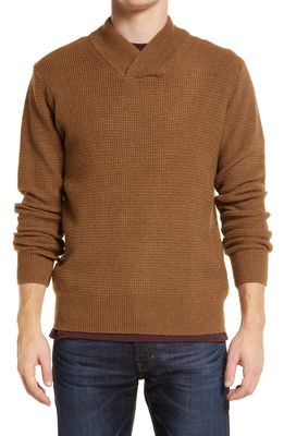 Schott NYC Waffle Knit Thermal Wool Blend Pullover in Camel