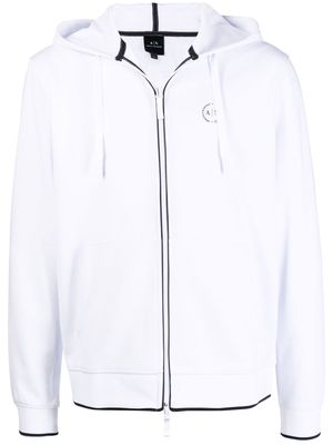 Armani Exchange logo-print zip-up hoodie - White