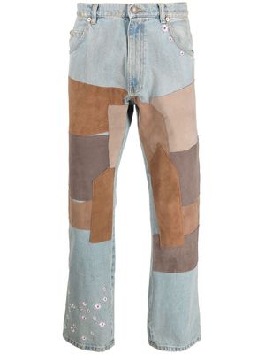 ERL patchwork straight-leg jeans - Blue