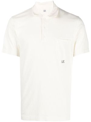 C.P. Company embroidered-logo detail polo shirt - White