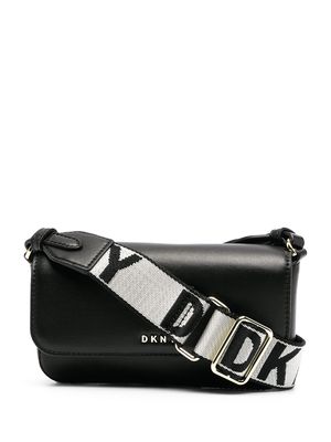DKNY logo-lettering leather crossbody bag - Black