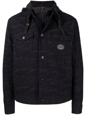 Armani Exchange logo-patch hooded jacket - Black