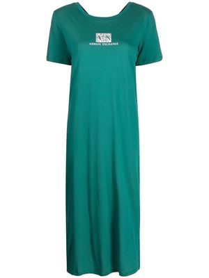 Armani Exchange logo-print T-shirt dress - Green