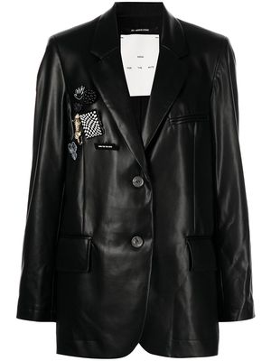 Song For The Mute faux leather pin-badge blazer - Black