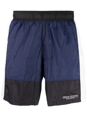 Armani Exchange colour-block logo swim shorts - Blue