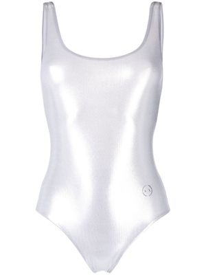 Armani Exchange scoop back metallic swimsuit - Silver