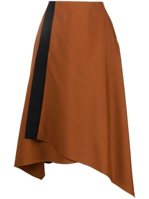 Shanghai Tang asymmetric wrap midi skirt - Brown