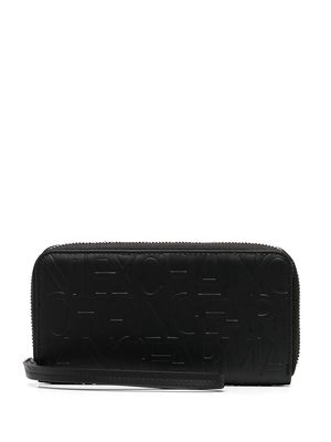 Armani Exchange embossed logo zip-around wallet - Black