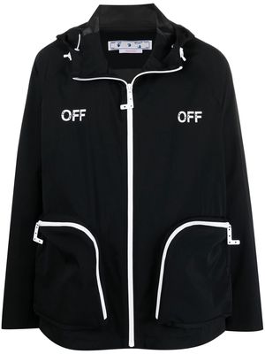 Off-White logo-print hooded jacket - Black