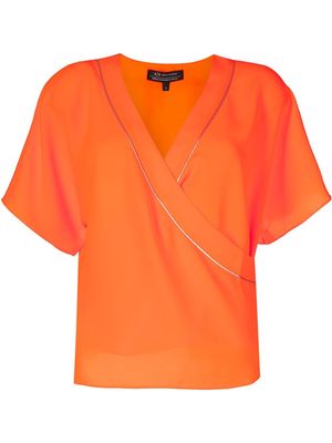Armani Exchange wrap short-sleeve blouse - Orange