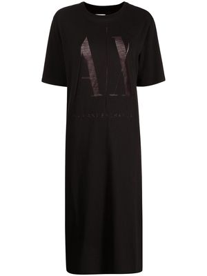 Armani Exchange logo-print T-shirt dress - Black