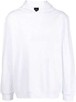 Armani Exchange logo print hoodie - White