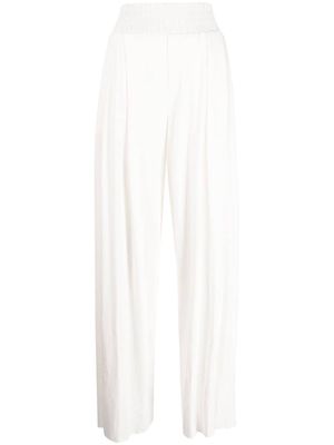 Thom Krom elasticated-waist wide-leg palazzo trousers - White