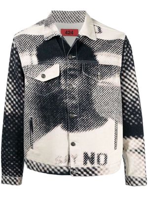 424 graphic-print denim jacket - Neutrals