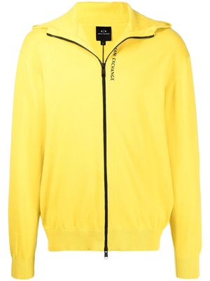 Armani Exchange logo-print zipped hoodie - Yellow