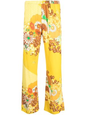 ERL floral-print straight-leg trousers - Yellow