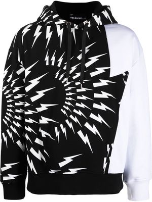 Neil Barrett motif-print drawstring hoodie - Black