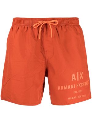 Armani Exchange logo-print swim shorts - Orange