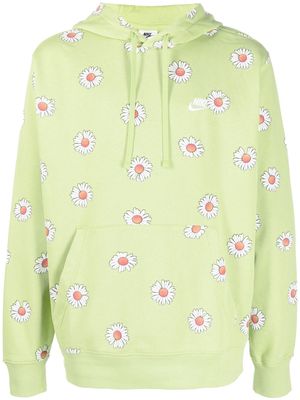 Nike logo-embroidered floral hoodie - Green
