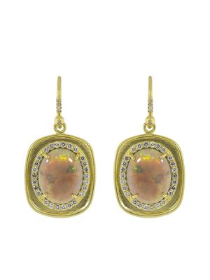 Irene Neuwirth 18kt rose gold Lightning Ridge opal and diamond earrings