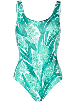 Armani Exchange floral-print one-piece swimsuit - Green