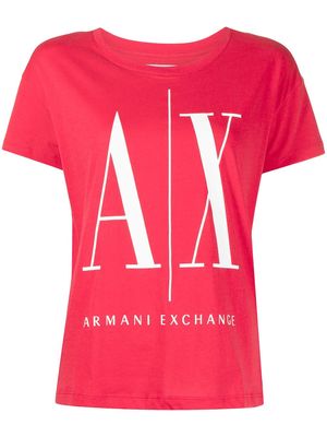 Armani Exchange maxi logo-print T-shirt - Red