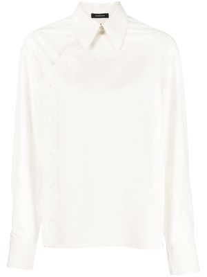 Shanghai Tang off-centred buttoned cotton shirt - Neutrals