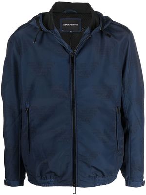 Emporio Armani logo-print hooded jacket - Blue