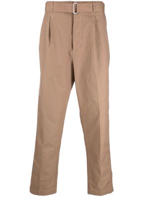 Officine Generale belted mid-rise straight leg trousers - Neutrals