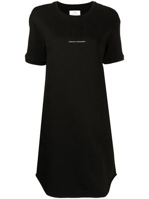 Armani Exchange debossed-logo sweatshirt dress - Black