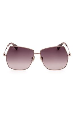 Max Mara 61mm Geometric Sunglasses in Bronze Brown Crystal Pink
