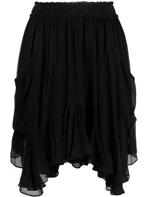 Isabel Marant asymmetric plissé midi skirt - Black