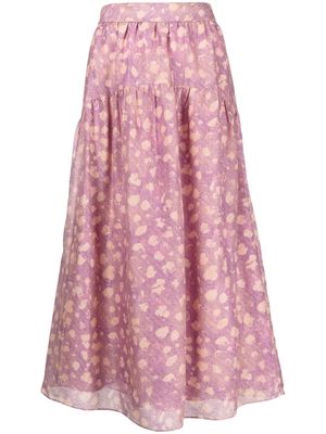 Ulla Johnson wave-print high-waisted skirt - Purple