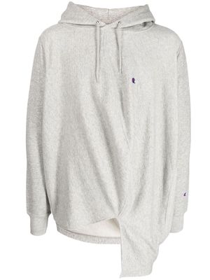 Anrealage draped drawstring hoodie - Grey